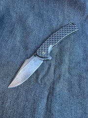 Nicholas Nichols 3.5" Guppy Folder Full Frag Pattern Ti with Magnacut Blade