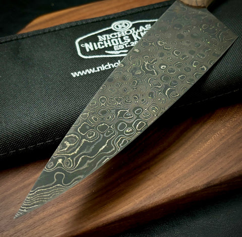 Damascus Large Chef's Knife - Maple Burl (Rain Drop Pattern)