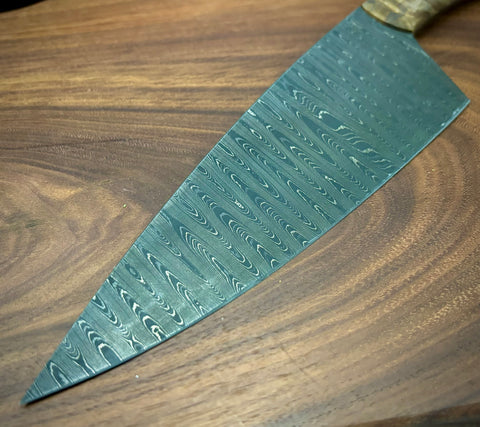 Damascus Large Chef's Knife - Maple Burl (Ladder Pattern)